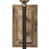 Benzara Wood and Metal Wall Sconce with Key Hole Bracket Hanger, Gold and Black BM209392 Black and Gold Wood and Metal BM209392