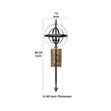 Benzara Wood and Metal Wall Sconce with Key Hole Bracket Hanger, Gold and Black BM209392 Black and Gold Wood and Metal BM209392