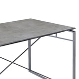 Benzara Rectangular Wooden Dining Table with X Shape Metal Base, Gray and Silver BM209581 Gray and Silver Solid Wood, Veneer and Metal BM209581