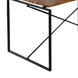 Benzara Rectangular Wooden Dining Table with X Shape Metal Base, Black and Brown BM209583 Black and Brown Solid Wood, Veneer and Metal BM209583