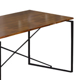 Benzara Rectangular Wooden Dining Table with X Shape Metal Base, Black and Brown BM209583 Black and Brown Solid Wood, Veneer and Metal BM209583