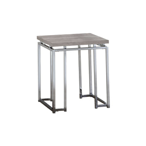 Benzara End Table with Rectangular Tabletop and Metal Legs, Silver and Brown BM209596 Silver and Brown Solid wood, Veneer and Metal BM209596