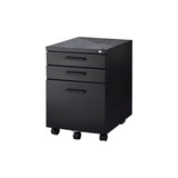 Contemporary Style File Cabinet with Lock System and Caster Support, Black