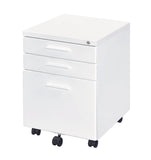 Benzara Contemporary Style File Cabinet with Lock System and Caster Support, White BM209616 White Metal, Solid wood BM209616