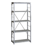 Industrial Bookshelf with 4 Shelves and Open Metal Frame, Silver and Gray