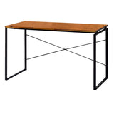 Benzara Sled Base Rectangular Table with X shape Back and Wood Top, Brown and Black BM209628 Brown and Black Solid Wood, Metal BM209628