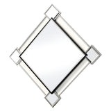 Diamond Shaped Beveled Accent Wall Mirror with Mirror Inserts, Silver