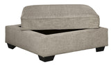 Benzara Wooden Ottoman with Hidden Storage and Tapered Block Legs, Gray BM209655 Gray Wood and Fabric BM209655