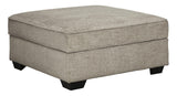 Benzara Wooden Ottoman with Hidden Storage and Tapered Block Legs, Gray BM209655 Gray Wood and Fabric BM209655