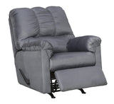 Benzara Fabric Upholstered Rocker Recliner with Tufted Backrest, Light Gray BM209659 Gray Wood, Metal and Fabric BM209659