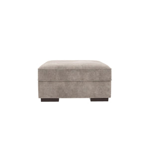 Benzara Wooden Storage Ottoman with Durable Block Legs, Silver and Black BM209696 Silver and Black Wood and Fabric BM209696