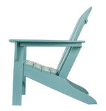 Benzara Contemporary Plastic Adirondack Chair with Slatted Back, Turquoise BM209701 Blue Plastic BM209701