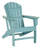 Benzara Contemporary Plastic Adirondack Chair with Slatted Back, Turquoise BM209701 Blue Plastic BM209701