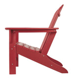 Benzara Contemporary Plastic Adirondack Chair with Slatted Back, Red BM209702 Red Plastic BM209702