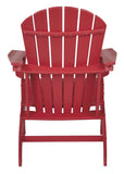 Benzara Contemporary Plastic Adirondack Chair with Slatted Back, Red BM209702 Red Plastic BM209702