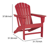 Benzara Contemporary Plastic Adirondack Chair with Slatted Back, Red BM209702 Red Plastic BM209702