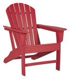 Benzara Contemporary Plastic Adirondack Chair with Slatted Back, Red BM209702 Red Plastic BM209702