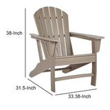 Benzara Contemporary Plastic Adirondack Chair with Slatted Back, Brown BM209703 Brown Plastic BM209703