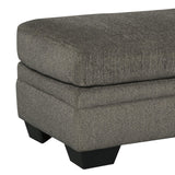 Benzara Wooden Ottoman with Fabric Upholstery and Tapered Block Legs, Gray BM209705 Gray Wood and Fabric BM209705