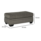 Benzara Wooden Ottoman with Fabric Upholstery and Tapered Block Legs, Gray BM209705 Gray Wood and Fabric BM209705