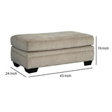 Benzara Contemporary Wooden Ottoman with Fabric Upholstery, Gray BM209706 Gray Wood and Fabric BM209706