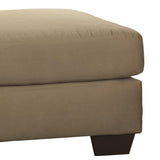 Benzara Wooden Ottoman with Polyester Upholstery and Tapered Block Legs, Brown BM209709 Brown Wood and Fabric BM209709