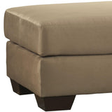 Benzara Wooden Ottoman with Polyester Upholstery and Tapered Block Legs, Brown BM209709 Brown Wood and Fabric BM209709