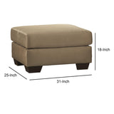 Benzara Wooden Ottoman with Polyester Upholstery and Tapered Block Legs, Brown BM209709 Brown Wood and Fabric BM209709