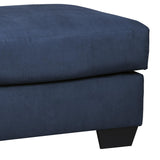 Benzara Fabric Upholstered Ottoman with Block Tapered Legs, Dark Blue BM209713 Dark Blue Wood and Fabric BM209713