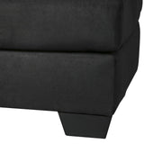 Benzara Wooden Ottoman with Fabric Upholstery and Padded Seating, Black BM209714 Black Wood and Fabric BM209714