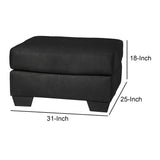 Benzara Wooden Ottoman with Fabric Upholstery and Padded Seating, Black BM209714 Black Wood and Fabric BM209714