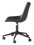 Benzara Faux Leather Upholstered Metal Base Swivel Chair, Black BM209717 Black Solid Wood, Metal and Plastic BM209717