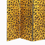 Benzara 3 Panel Wooden Frame Screen with Animal Print, Gold and Black BM210112 Gold and Black Solid Wood BM210112