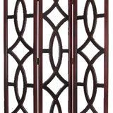 Benzara Open Cut Out Design 3 Panel Wooden Frame Screen with Double Hinges, Brown BM210117 Brown Solid Wood BM210117