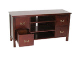 Benzara Wooden Media Cabinet with 4 Drawers and 3 Open Compartments, Brown BM210118 Brown Solid Wood BM210118