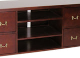 Benzara Wooden Media Cabinet with 4 Drawers and 3 Open Compartments, Brown BM210118 Brown Solid Wood BM210118