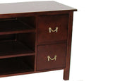 Benzara Wooden Media Cabinet with 4 Drawers and 3 Open Compartments, Brown BM210118 Brown Solid Wood BM210118