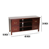 Benzara Wooden Media Cabinet with 4 Drawers and 3 Open Compartments, Brown BM210118 Brown Solid Wood BM210118