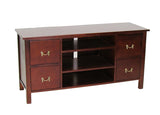 Benzara Wooden Media Cabinet with 4 Drawers and 3 Open Compartments, Brown BM210118 Brown Solid Wood BM210118