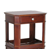 Benzara Wooden Frame Magazine Cabinet with 1 Drawer and Bracket Feet, Brown BM210119 Brown Solid Wood BM210119