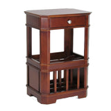 Benzara Wooden Frame Magazine Cabinet with 1 Drawer and Bracket Feet, Brown BM210119 Brown Solid Wood BM210119