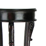 Benzara Wooden Pedestal Stand with Cabriole legs and Engravings, Brown BM210122 Brown Solid Wood BM210122