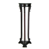 Wooden Pedestal Stand with Cabriole legs and Engravings, Brown