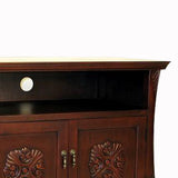 Benzara Wooden TV Cabinet with 1 Open Shelf and 2 Doors, Brown BM210126 Brown Solid Wood BM210126