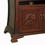 Benzara Wooden TV Cabinet with 1 Open Shelf and 2 Doors, Brown BM210126 Brown Solid Wood BM210126
