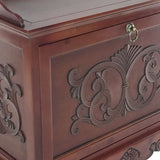 Benzara Engraved Wooden Shoe Cabinet with Drop Down Opening and Metal Hinges, Brown BM210127 Brown Solid Wood BM210127