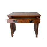 Benzara Wooden Frame Writing Desk with 1 Drawer and Slatted Sides, Brown BM210129 Brown Solid Wood BM210129