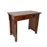 Benzara Wooden Frame Writing Desk with 1 Drawer and Slatted Sides, Brown BM210129 Brown Solid Wood BM210129