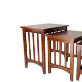 Benzara 3 Piece Nesting Table with Plank Tabletop and Slatted Sides, Oak Brown BM210134 Brown Solid Wood BM210134