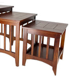 Benzara 3 Piece Nesting Table with Plank Tabletop and Slatted Sides, Oak Brown BM210134 Brown Solid Wood BM210134